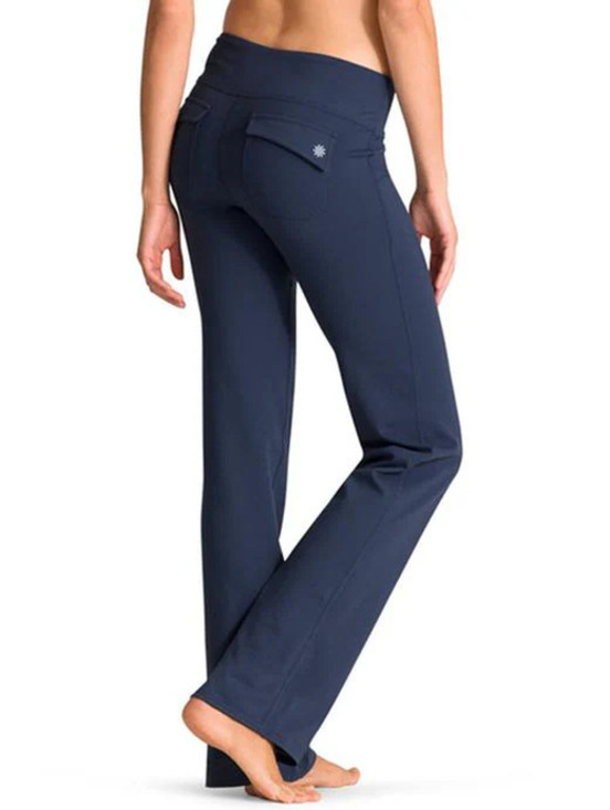 Athleta Pants - Athleta Fusion Yoga Pants Women's Size M Navy Blue Wide Leg Flap Pockets